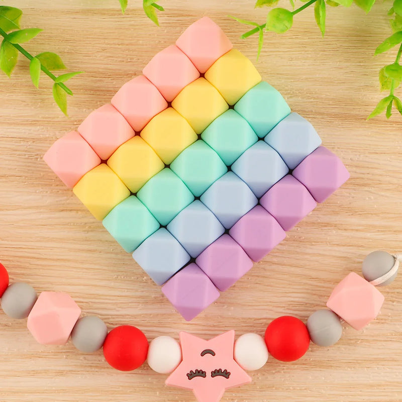 Kovict 14/17mm 10pcs Hexagon Silicone Beads For Jewelry Making Silicone Bead To Make Bracelets Necklace Making Accessories
