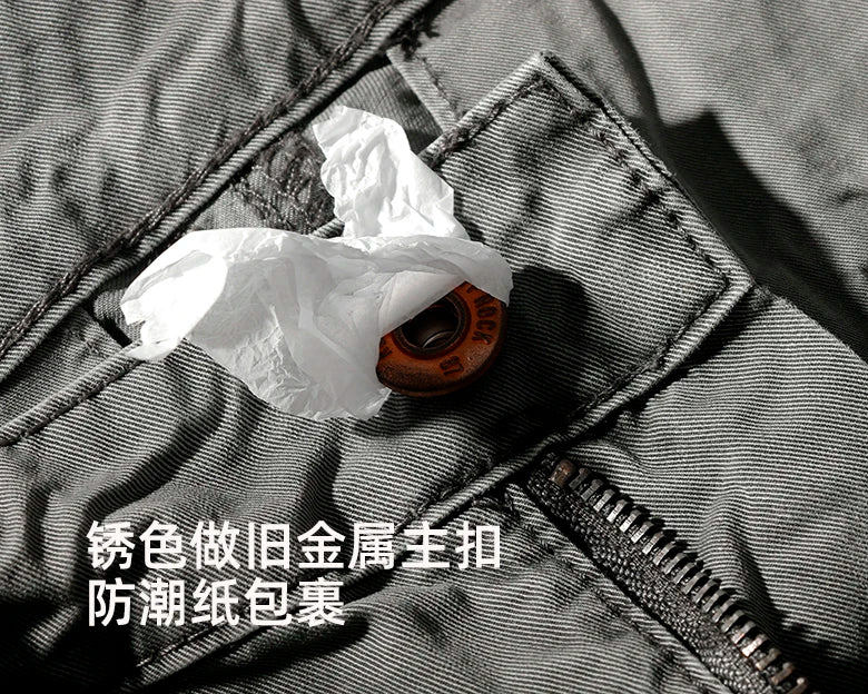 2021 Summer New Europe and America Style Woven Casual Shorts Men's Fashion Retro Pure Cotton Washed Old Sports Knee Length Pants