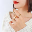 TOSOKO Stainless Steel Jewelry Blade Chain Ring Hip Hop Ring 18 K Gold Plated Couple Fashion Accessories BSA284