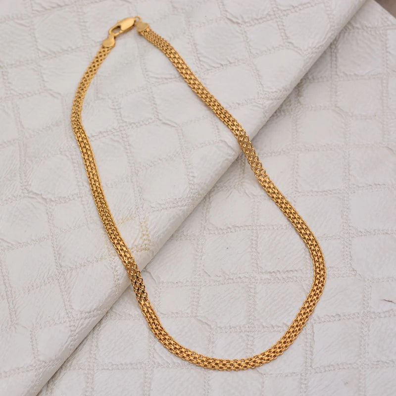 Dubai Arab Gold Color necklace For Man Women Tone Snake Chain Miami Cuba Link with Round Box and Wheat Chains Choker Jewelry