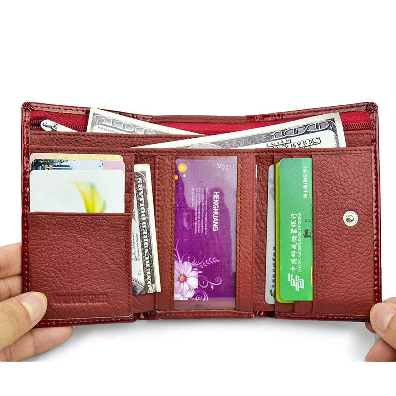 Small Women's Wallet and Purse Genuine Leather Luxury Female Luxury Clutch Coin Purse Lady's Card Holder Money Bags