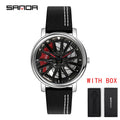 Hot Sell Fashion Men Quartz WristWatch Creative 360 Degree Rotating Car Wheel Quartz Watch Leather Waterproof Rim Hub Clock Men