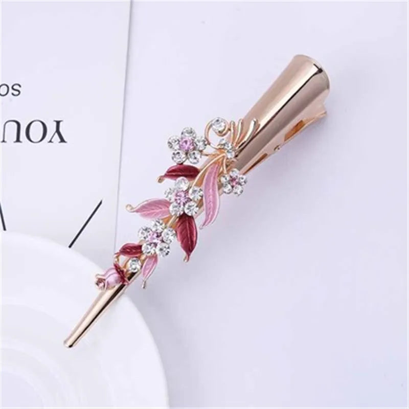 Flower Rhinestone Women Hair Accessories  Beautiful Floral Hair Clip Girls Hair Pins Sweet Wedding Headwear Crystal Barrette