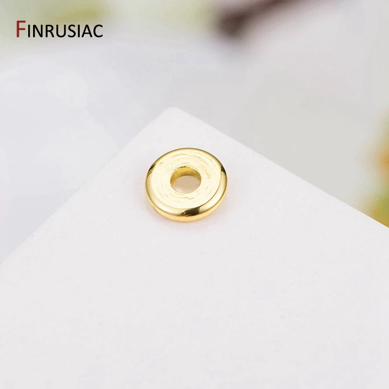 Gold Plated Brass Metal Round Flat Beads 3mm/4mm/6mm/8mm Spacer Beads For Jewellery Making DIY Accessories Wholesale