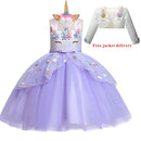 New 3pcs Baby Girls Dress Pastel Rainbow Princess For Summer Birthday Party Dress Unicorn Cosplay Perform Children Costume