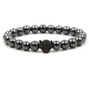 Weight Loss Nature stone Magnetic Therapy Health Bracelet Trendy Hematite Round Black Charm Stretch Bracelet For Men Women