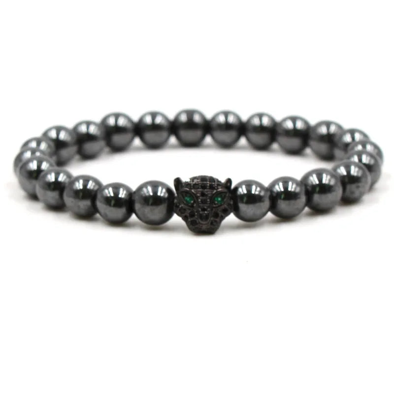 Weight Loss Nature stone Magnetic Therapy Health Bracelet Trendy Hematite Round Black Charm Stretch Bracelet For Men Women