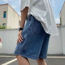 Retro Blue Denim Casual Shorts Men Summer Loose Harajuku Hip Hop Ins Fashion Baggy All-match Basic Designer Multi Pockets Teens
