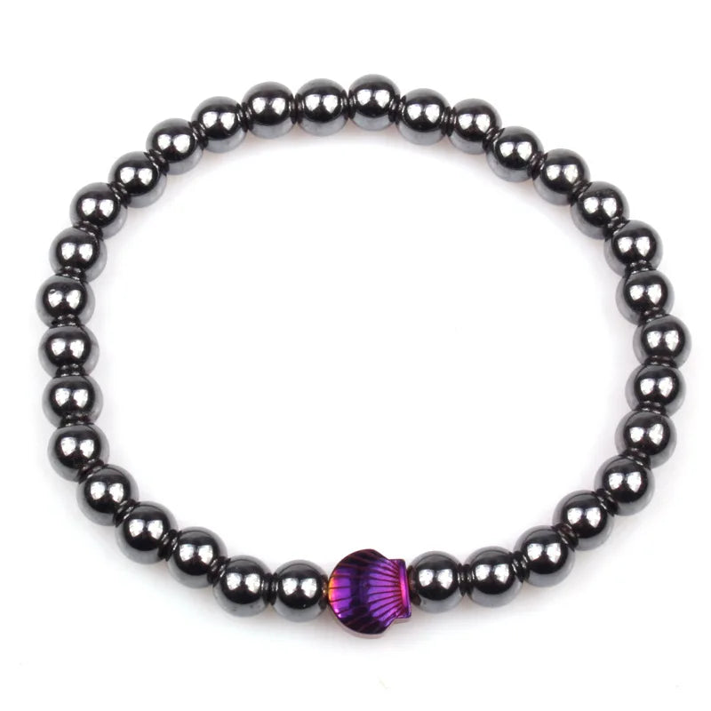 Weight Loss Nature stone Magnetic Therapy Health Bracelet Trendy Hematite Round Black Charm Stretch Bracelet For Men Women