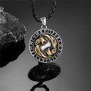 Never Fade Norse Wolf Necklace Men Stainless Steel Gold Color Vikings Rune Vegvisir Amulet Pendant Scandinavian Jewelry Gift New
