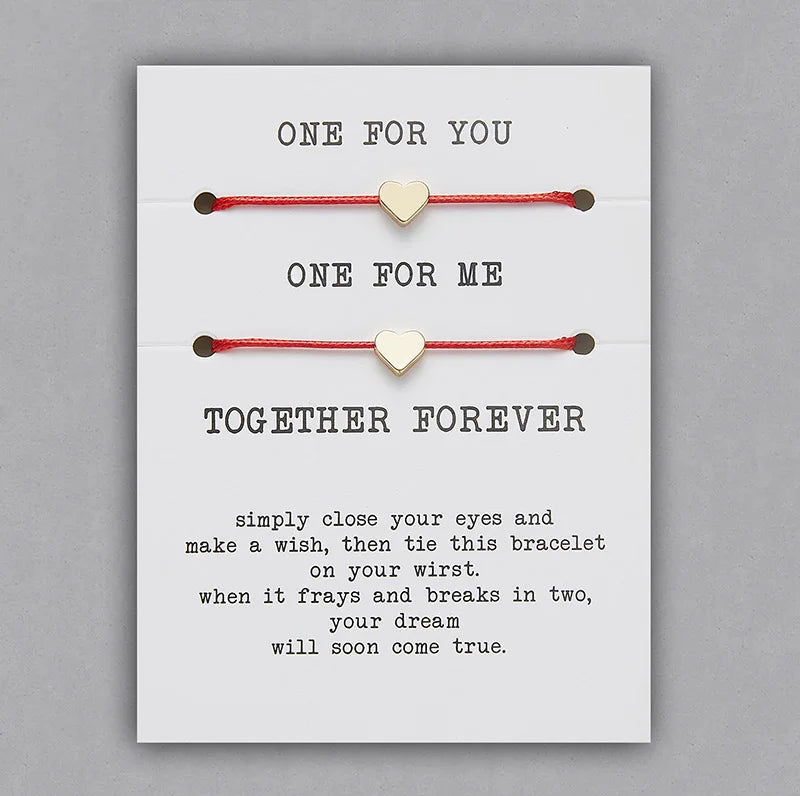 2pcs/set ONE FOR YOU ONE FOR ME Together Forever Love Infinity 8 Charm Bracelet Red String Couple Bracelets Lovers Wish Jewelry