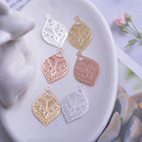 12pcs 15*24mm Filigree Charms Rose gold color Small Fan-shape charm laser Cut Brass Jewelry DIY Earring