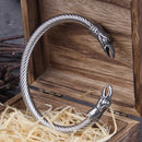 Stainless Steel Nordic Viking Norse Raven Bracelet Men Wristband Cuff Bracelets with viking wooden box