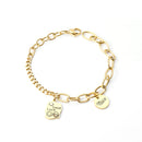 LUXUSTEEL Stainless Steel Blue Evil Eye Crystal Pendants Bracelet for Women Cuban Link Chain Bracelet Bling Fashion Jewelry Gift