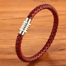 XQNI Combination Custom Stainless Steel Men Leather Bracelet High Quality Magnet Button Multicolor Choice For Handsome Boy Gift