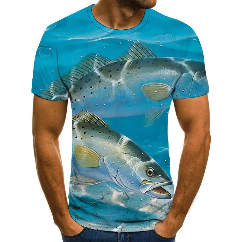 2023 Hot New Men Leisure 3D Printing T Shirt Funny Fish Print Tees Men/Women T-shirt Hip Hop Streetwear Oversized Harajuku Tops