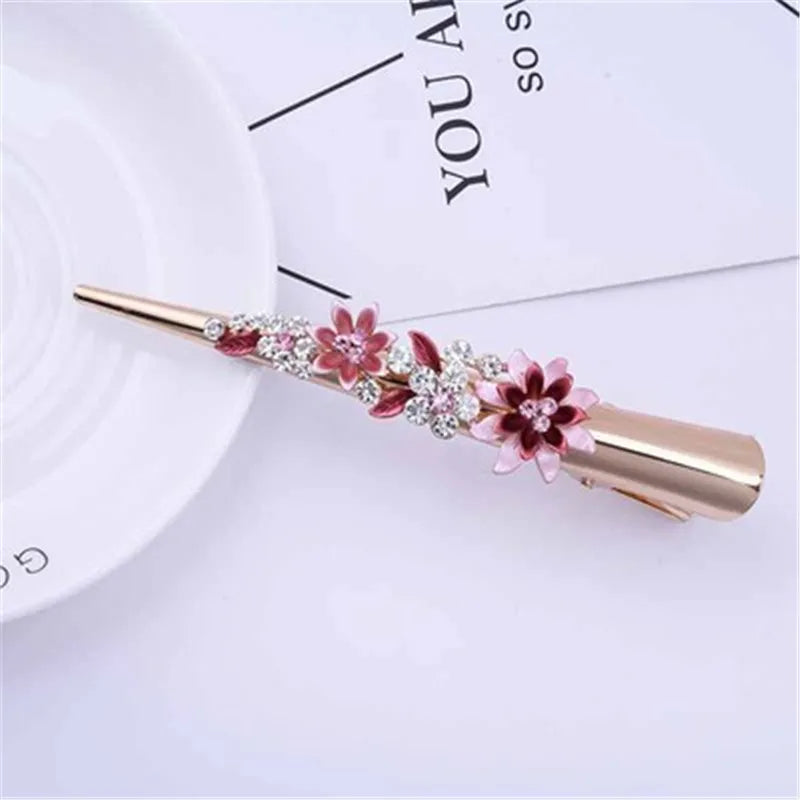 Flower Rhinestone Women Hair Accessories  Beautiful Floral Hair Clip Girls Hair Pins Sweet Wedding Headwear Crystal Barrette