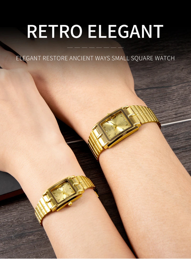 2022 Luxury Gold Steel Bracelet Wristwatches Female Male Clock Golden Quartz Watch For Men Women Watches relogio masculino L1018