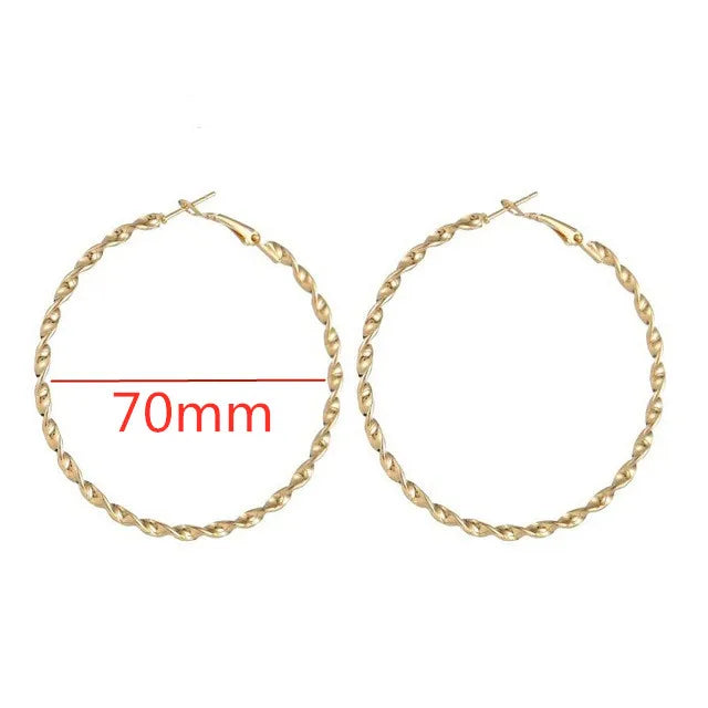 4-8CM Exaggerated Big Smooth Circle Hoop Earrings  for Women Aros Simple Round Loop Ear Wedding Jewelry Brincos Cool Gift