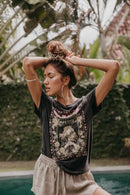 Super Chic  Follow The Sun Tee Black Boho T Shirt O-neck Spring Summer New Tops Women Short Sleeve Chic Women T-shirts