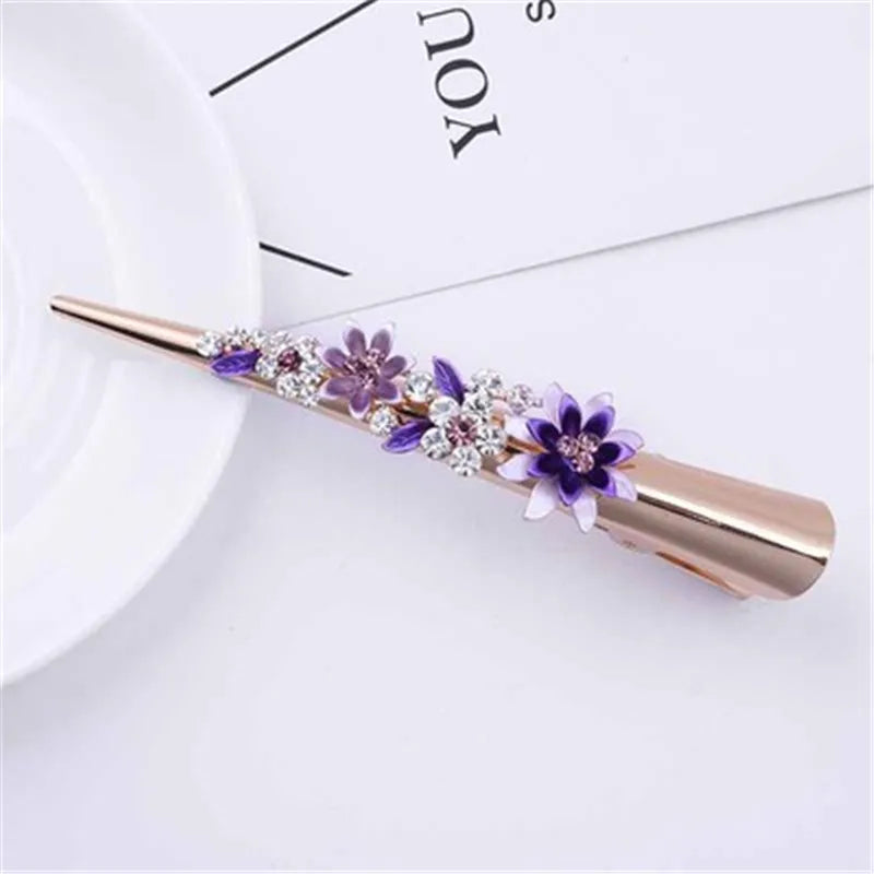 Flower Rhinestone Women Hair Accessories  Beautiful Floral Hair Clip Girls Hair Pins Sweet Wedding Headwear Crystal Barrette