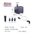 ATman 2.5W 5W 6W 8W 13 27W fishtank waterpump Submersible Water Fountain Pump Filter Fish Pond Aquarium Water Pump Tank Fountain