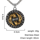 Never Fade Norse Wolf Necklace Men Stainless Steel Gold Color Vikings Rune Vegvisir Amulet Pendant Scandinavian Jewelry Gift New