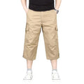 Summer Men's Casual Cotton Cargo Shorts Overalls Long Length Multi Pocket Hot breeches Military Pants Male Cropped Pants