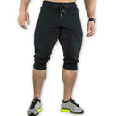 Men's Cotton Casual shorts 3/4 Jogger Capri Pants Breathable Below Knee Short Pants with Three Pockets