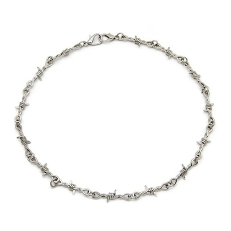 Small Wire Brambles Iron Unisex Choker Necklace Women Hip-hop Gothic  Punk Style Barbed Wire Little Thorns Chain Choker Gifts