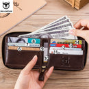 BULLCAPTAIN RFID Leather Men's Wallet Brand Wallet Retro Men's Short Coin Purse Zipper Wallet Card Holder Wallet