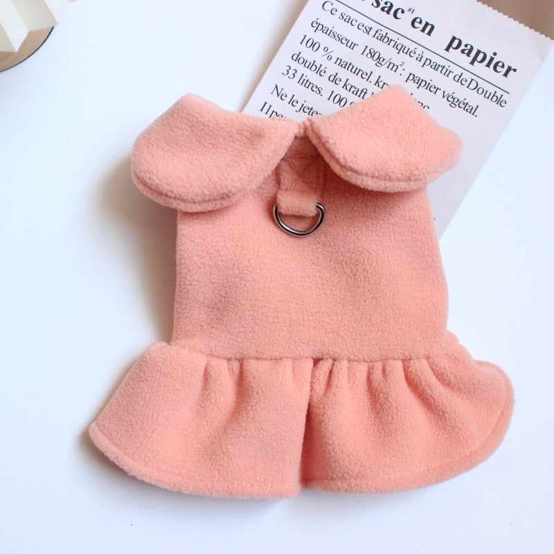 Pet Cat Dog Clothes Princess with Traction Rope Bichon Pomeranian Teddy Skirt Spring, Autumn and Winter Small Size Dogs