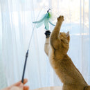 Cat Teaser Fishing Rod Cat Toy Bell Feather Cat Playing Rod Fur Ball Mouse Laser Pen Cat Relieving Stuffy Handy Gadget