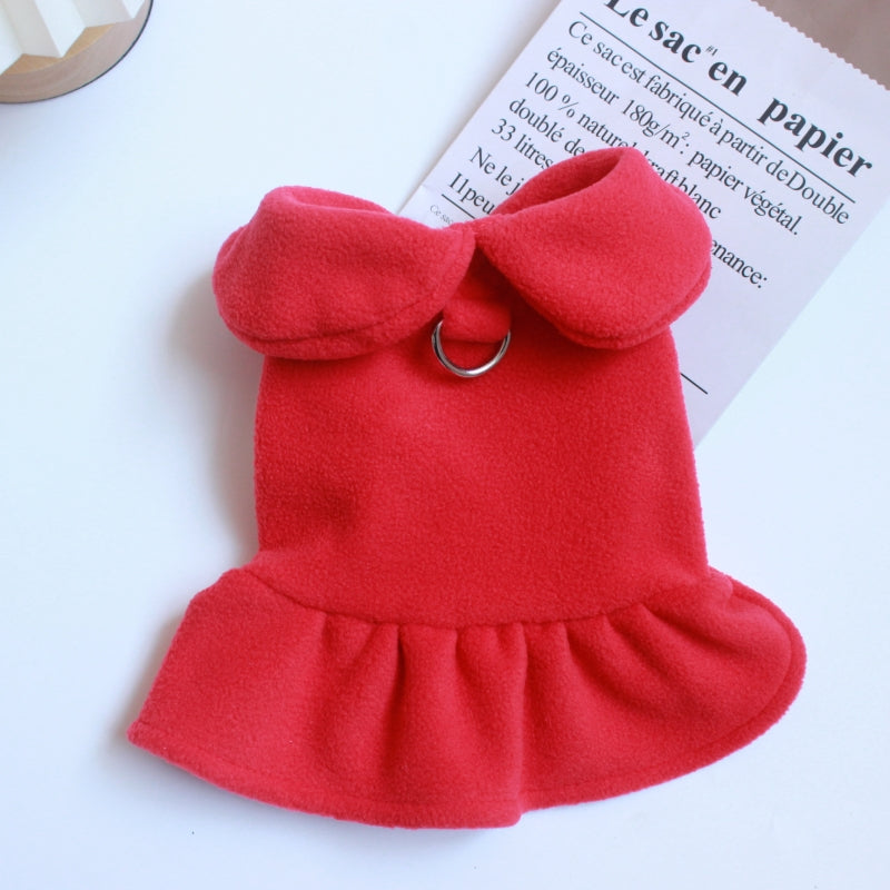 Pet Cat Dog Clothes Princess with Traction Rope Bichon Pomeranian Teddy Skirt Spring, Autumn and Winter Small Size Dogs