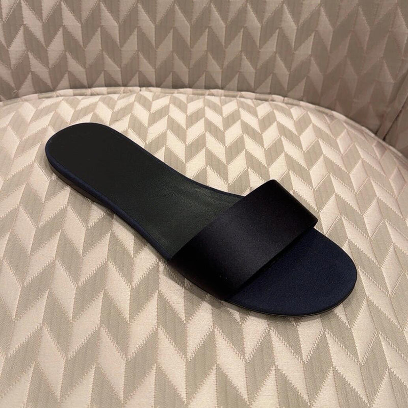 Simple High-grade Satin Flat Slippers For Outer Wear