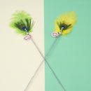 Ostrich Feather Cat Teaser Feather Fairy with Bell Kittens Cat Toy Self-Hi Relieving Stuffy Handy Gadget Cat Bite-Resistant Long Brush Holder