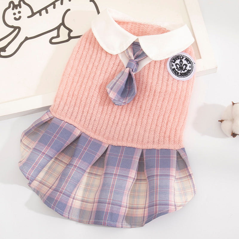 Cat Clothes Autumn and Winter Clothing JK Preppy Style Small Skirt Muppet British Shorthair Pet Clothes Anti-Dirty Anti-Lint Summer