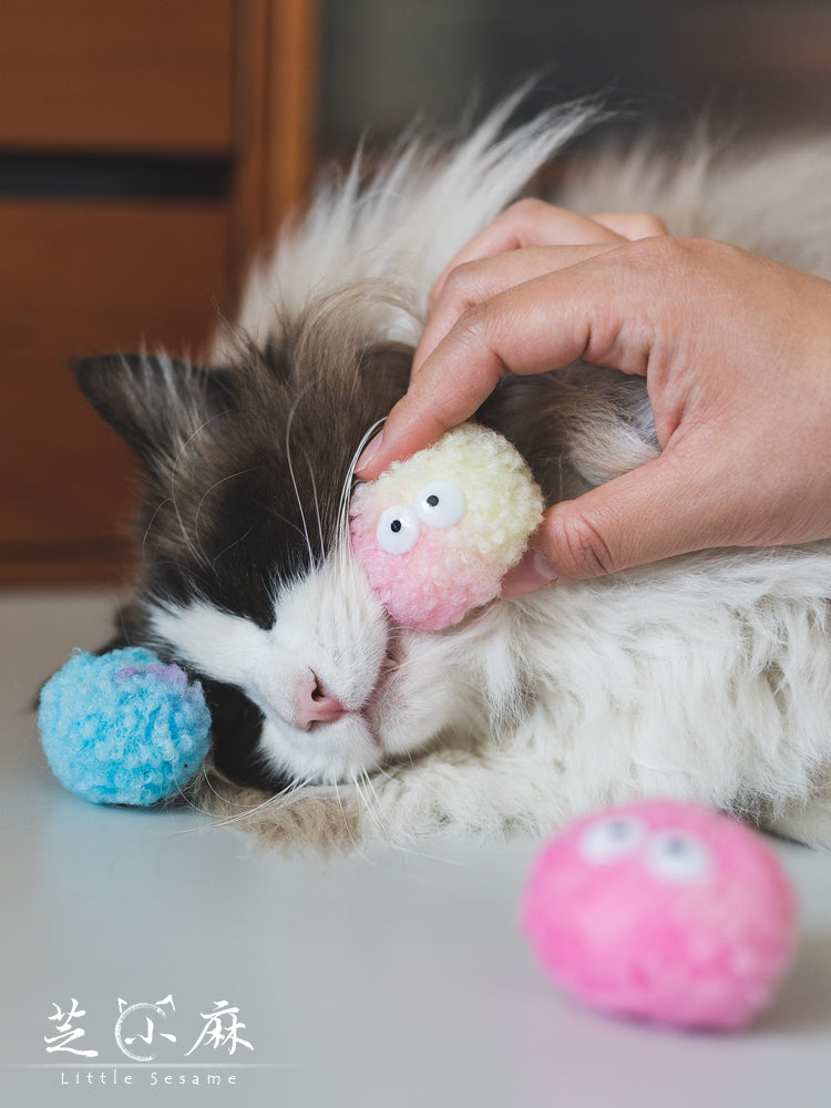 Zhi Xiaoma Specializes in a Cute Pompons Toy Cute Funny Cat Self-Hi Playing Boring Mute Cat Toy