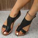 Women's Velcro Toe Covering Flat Sandals