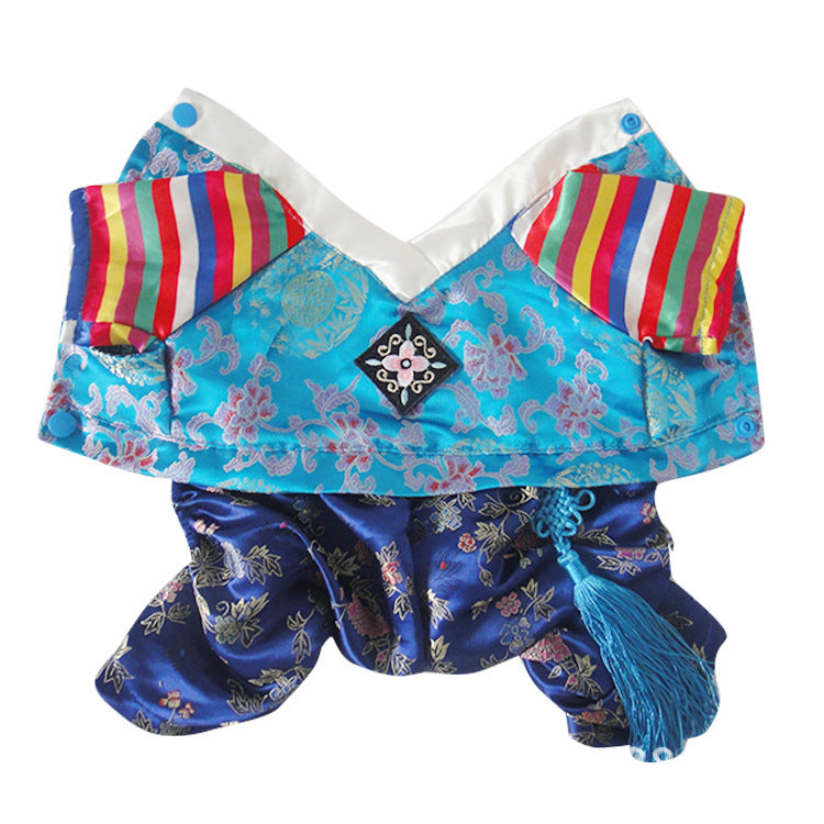 Cross-Border New Arrival South Korea Ethnic Pet Clothing Traditional Embroidered Court Hanbok Summer Dog Clothes