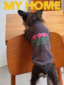 Gray round-Collar Heart Fleece-lined Pure Cotton Sweatshirt Cat