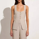 Vest Suit Cotton Square Collar Sleeveless Vest Top Trousers Two-piece Set