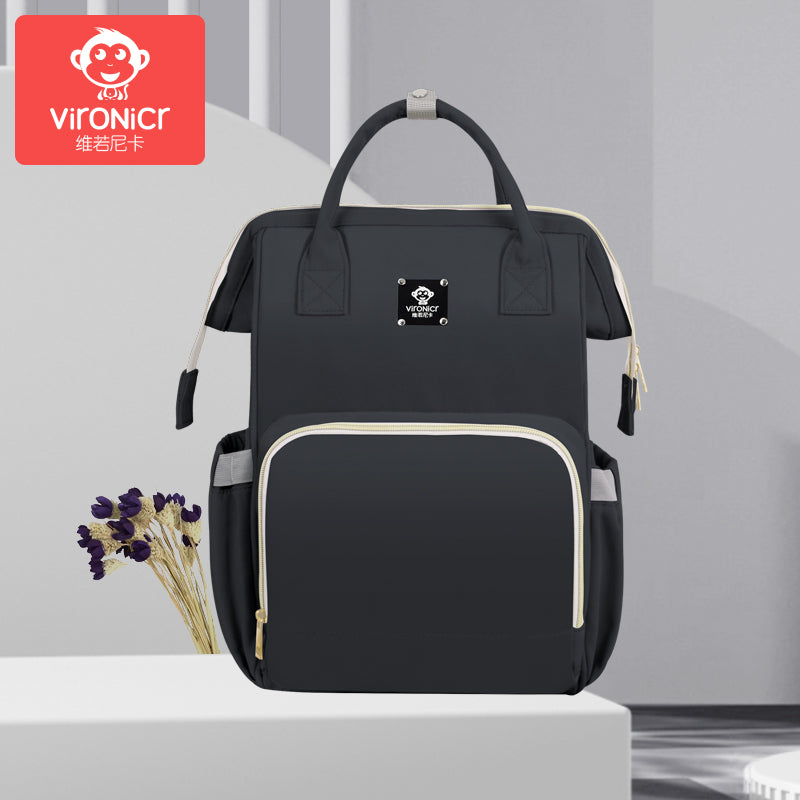 Vironicr New Mummy Bag Multi-Functional Mother and Baby Backpack Large Capacity Baby Mom Outing Bag Baby Carriage Bag