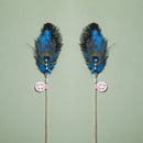 Ostrich Feather Cat Teaser Feather Fairy with Bell Kittens Cat Toy Self-Hi Relieving Stuffy Handy Gadget Cat Bite-Resistant Long Brush Holder