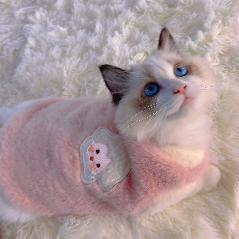 Dog Cat Clothes 2024 New Arrival Anti-Lint Teddy British Shorthair Blue Cat Kitten Small Puppies Warm Autumn and Winter Clothes