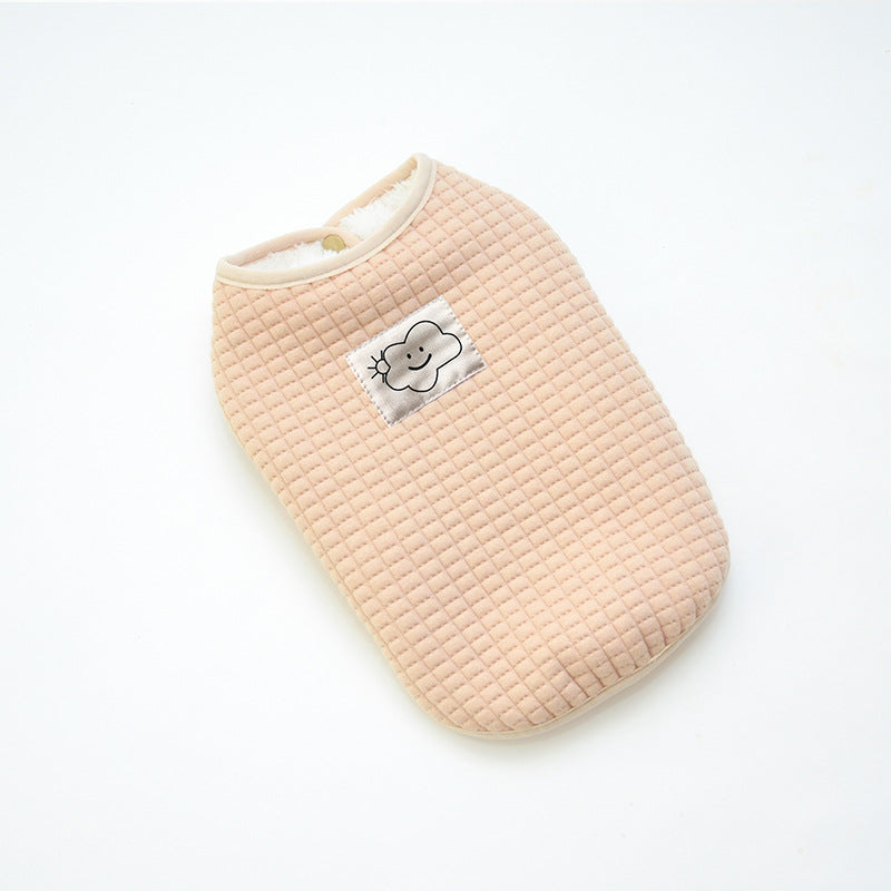 Dog Teddy Clouds Cotton Vest Fall and Winter Fleece Lined Padded Warm Keeping Bichon Pomeranian Yorkshire Pet Puppy Cotton-Padded Clothes