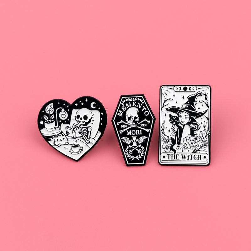 Ornament Accessories Alloy Skull Cat Witch Brooch