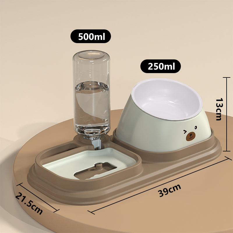 Drinking Water Integrated Oblique Mouth Neck Protection Automatic Anti-Tumble Cat Bowl