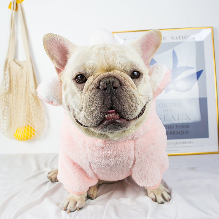 Pug French Bulldog Clothes Shiba Inu Fat Dog Thickened Clothes Pet Dog Bullfight Fleece-lined Heattech Hooded Clothes Autumn and Winter Clothing