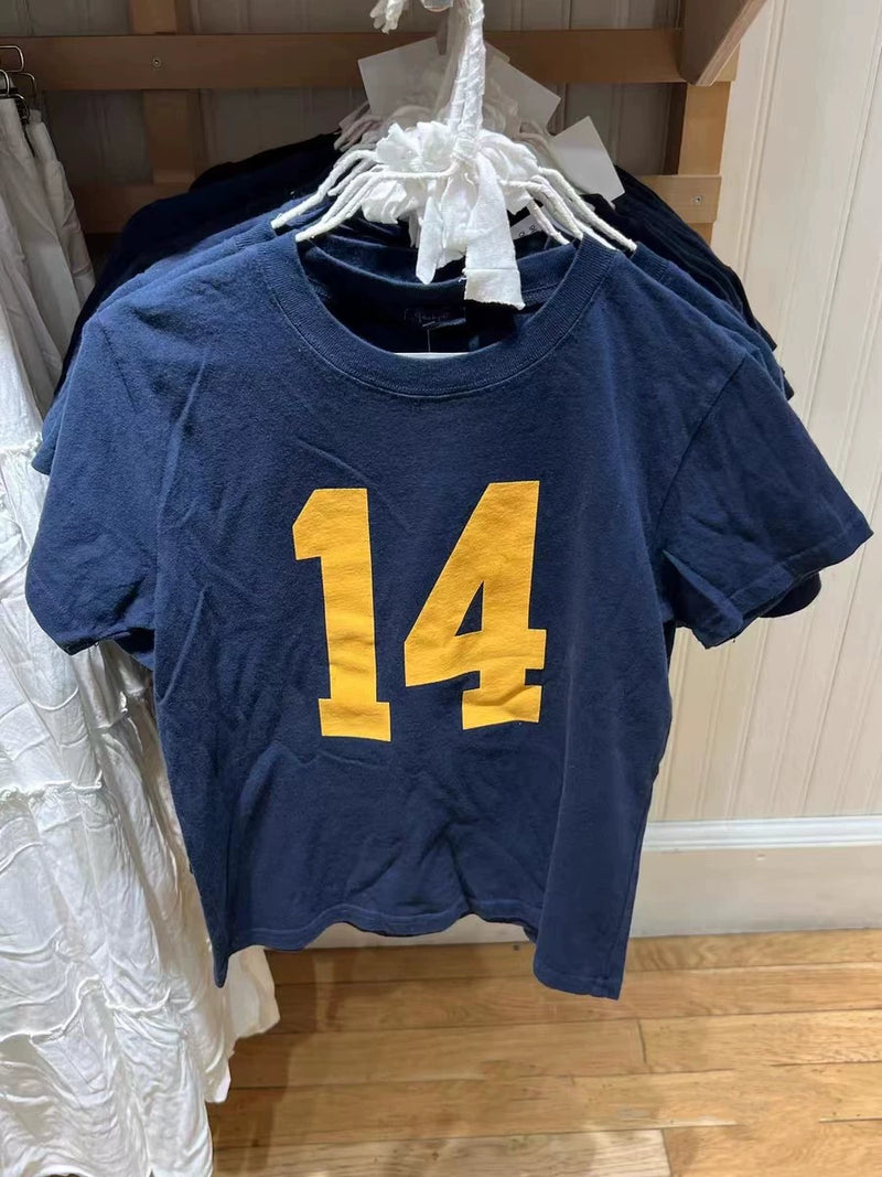 BM Letter Print Official Website Casual High Waist round Neck Short Sleeve